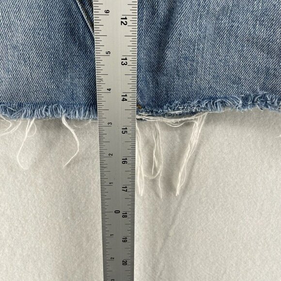 Topshop Jean Skirt Women's Sz 2 Blue Frayed Hem Mini High Rise Distressed Denim - Picture 4 of 11